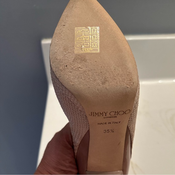 Jimmy Choo Abel Snake-Effect & Patent Leather Pointed Toe Pumps - 35.5 - Picture 7 of 8